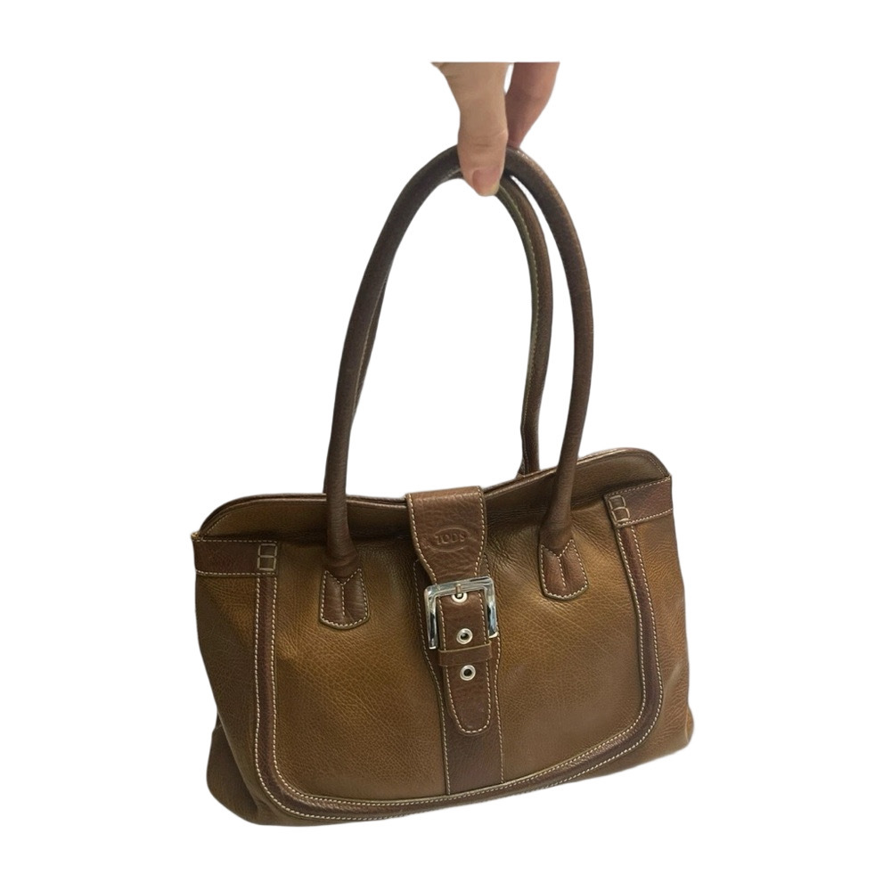 Tod's Brown Shoulder Bag with Polished Leather